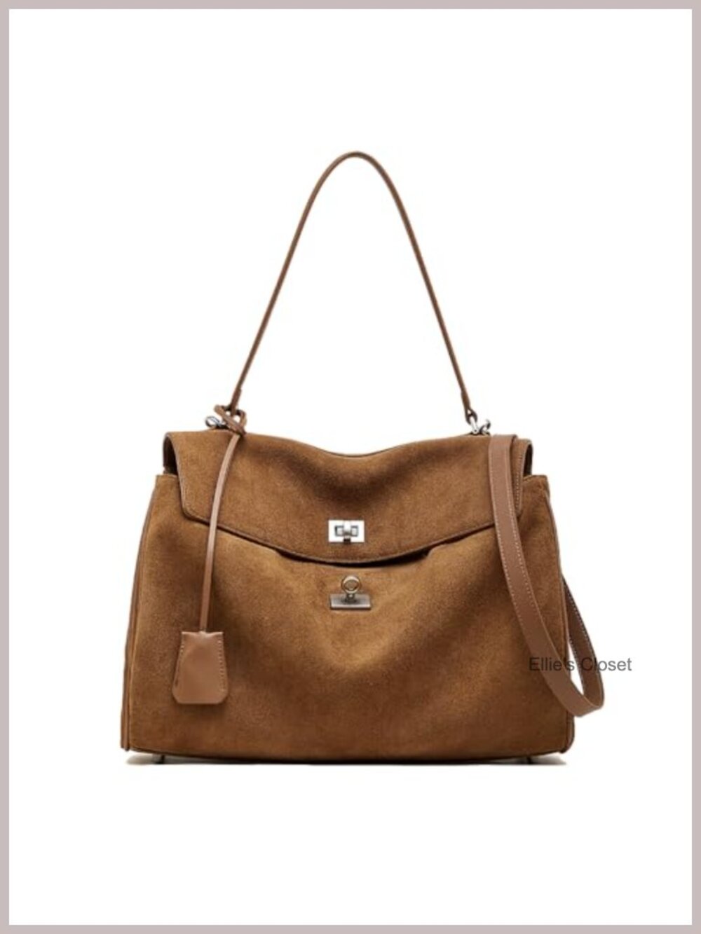 Suede Tote Bag for Women Soft Cowhide Leather Shoulder Bag Large Handbag